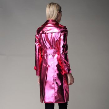 Women's Fashion Leather Rain Coat