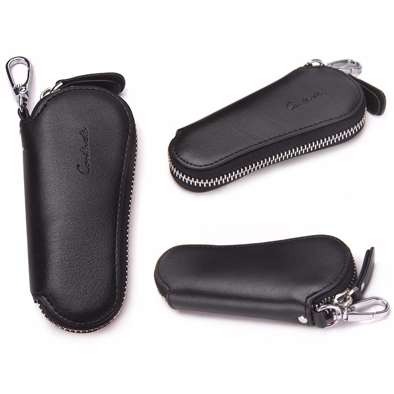 Stylish Leather Zippered Keychain