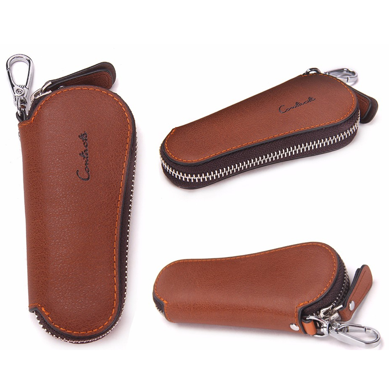 Stylish Leather Zippered Keychain