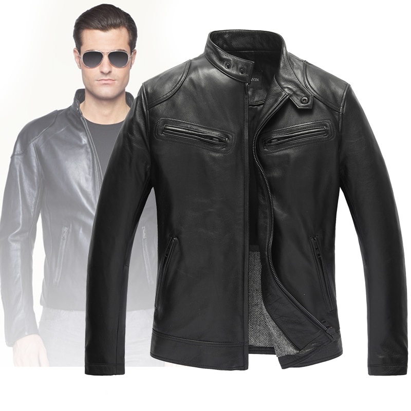 Classic Casual Style Genuine Sheepskin Jacket For Men - A.Z.A.Y