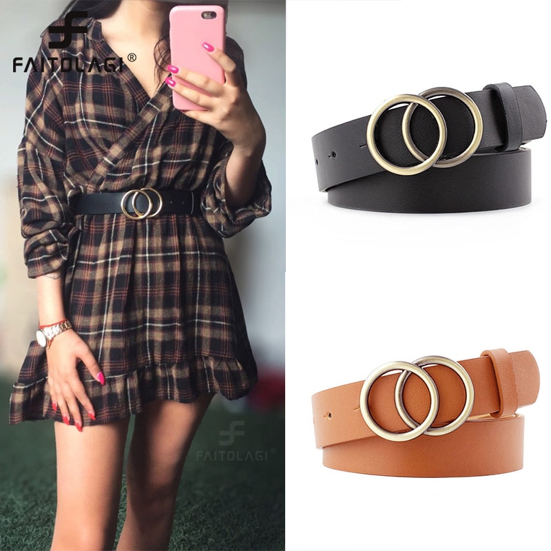 Leather Metal Buckle Heart Pin Belts For Ladies Leisure Dress Jeans Wild Waistband