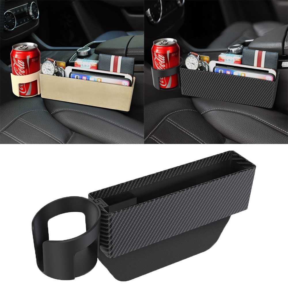 Car Seat Crevice Storage Box Slot Multi-function Organizer Car Foldable Quilted Cup Holder Car Interior Accessories Car Storage