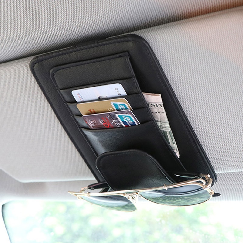 Universal Car Auto Visor Organizer Holder PU Leather Case for Card Glasses Car Accessories Sun Visor Organizador Car-Styling