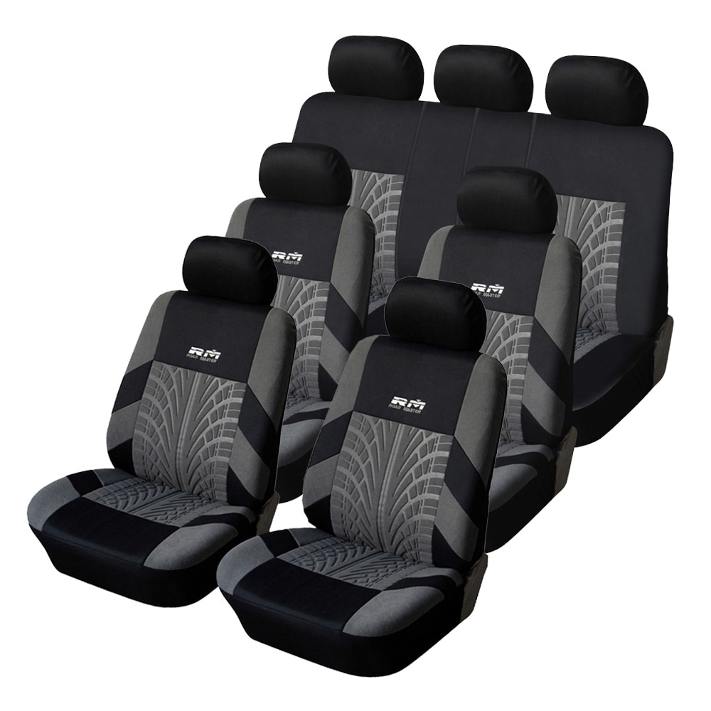 7PCS Track Detail Style Car Seat Covers Set Polyester Fabric Universal Fits Most Cars Covers Car Seat Protector
