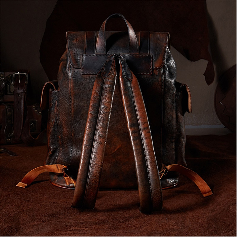 Vintage Style Men's Leather Backpack