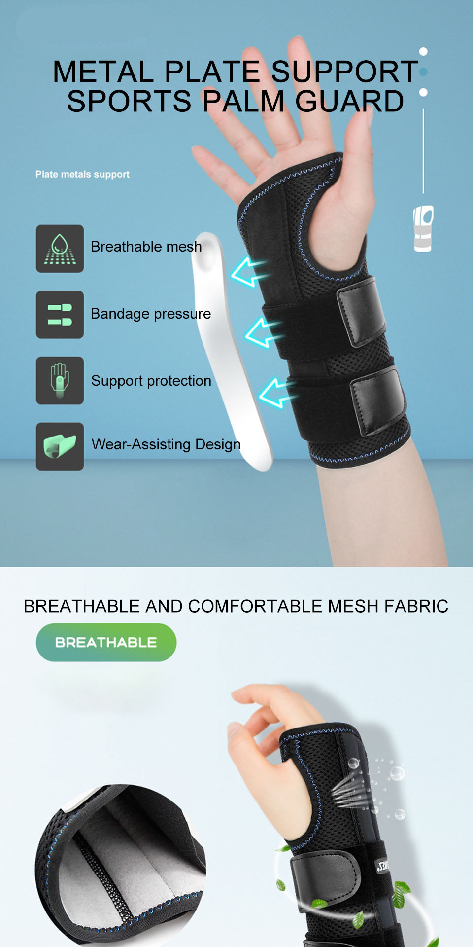 AOLIKES 1PCS Wrist Brace for Carpal Tunnel Relief Night Support, Support Hand Brace with 3 Stays, Adjustable Wrist Support Splint